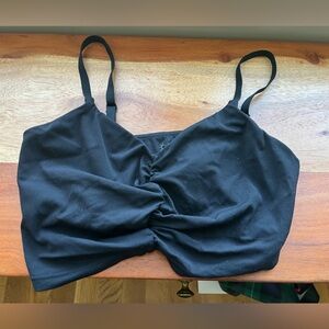 Aerie Black Ruched Front Sports Bra